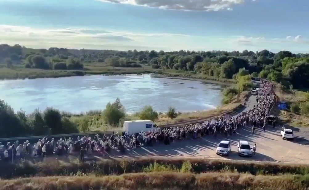 A Large Orthodox Christian Procession is Moving Through Far-western Ukraine Toward the Historic Pochaev Lavra