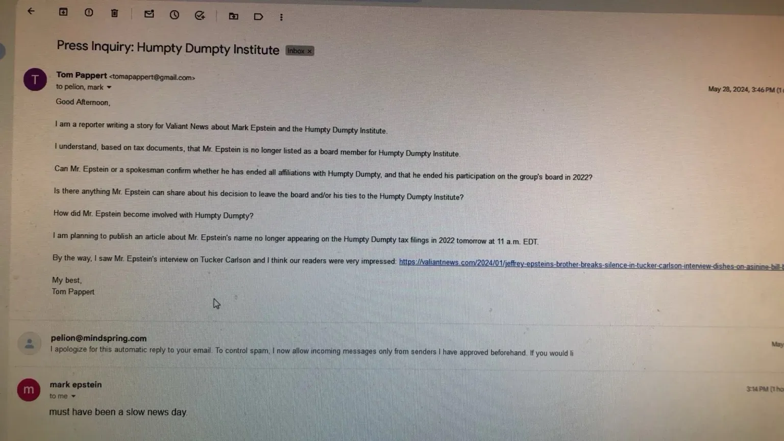 HUMPTY DUMPTY EPSTEIN: Mark Lawrence Epstein Shuns Investigative Journalist Questions on his Israeli Founded, Orphanage-Partnered ‘Humpty Dumpty Institute’ (HDI) So-Called “NGO”