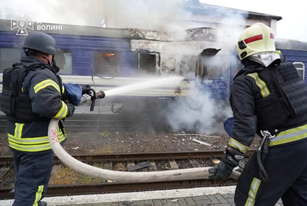 Breaking: Russian Drone Strikes Rail Line Minutes After European Dignitaries Pass