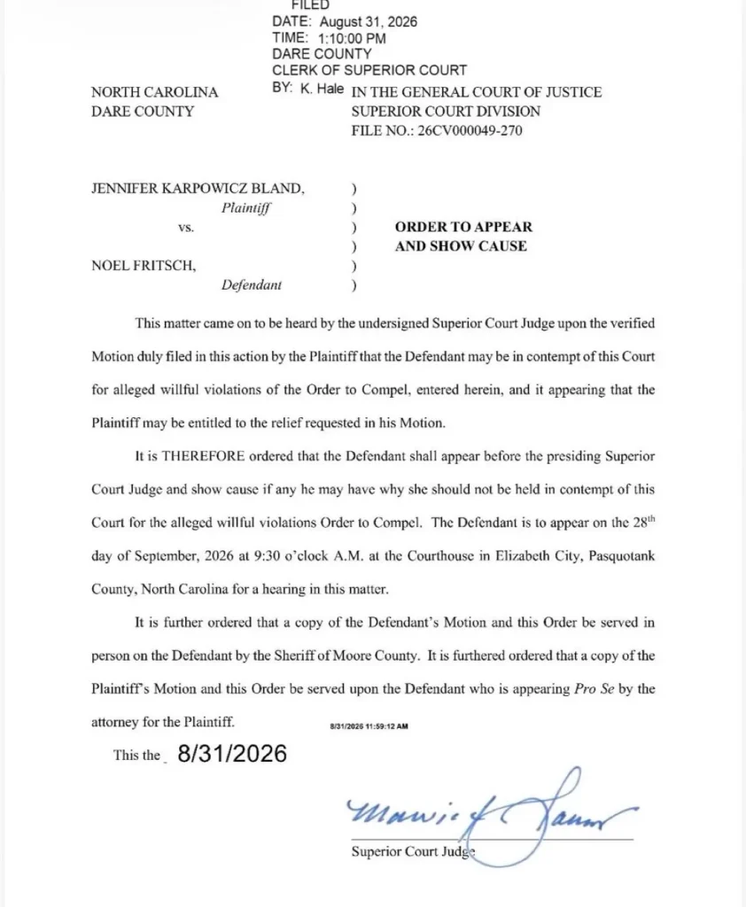 NEW: Fort Bragg-based “Journalist” & Yair Netanyahu Media Advisor Noel Wesley Fritsch To Be Held in Contempt of Court in Dare County, North Carolina
