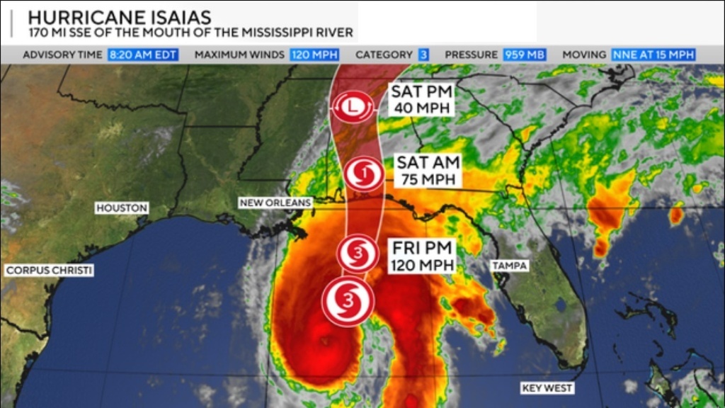 Hurricane Isaias Makes Landfall on Gulf Coast. See Maps, Forecast Path